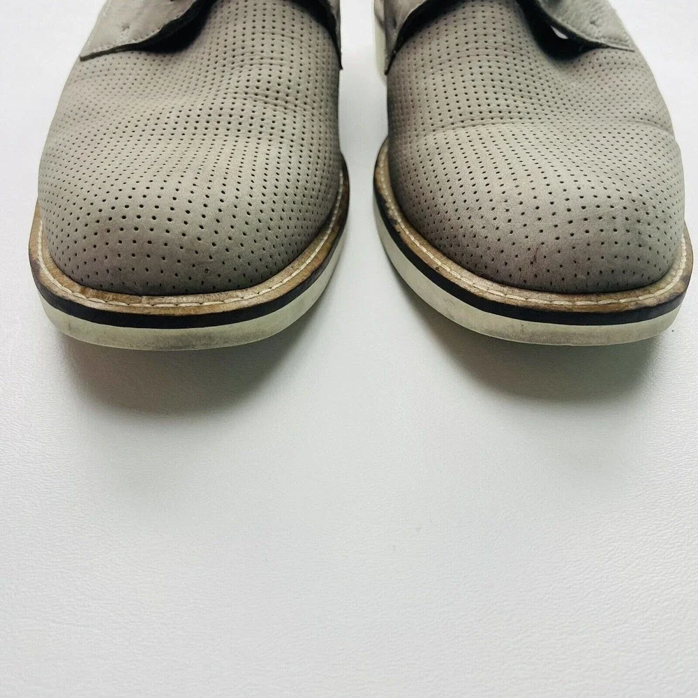 Ecco Shoes Mens 8 Brownish Gray‎ Biarritz Perforated Suede Lace Up Derby